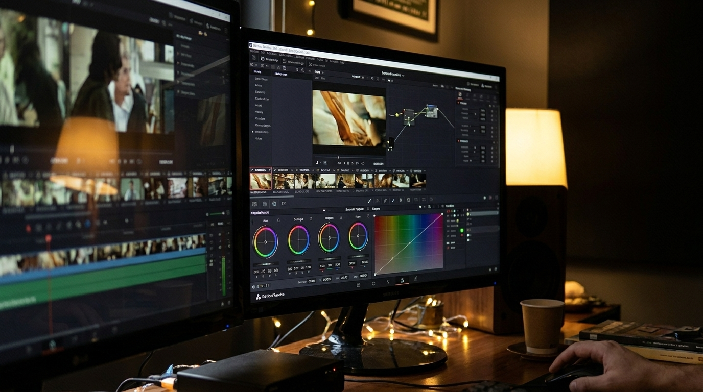 Colorização profissional com DaVinci Resolve — estúdio de pós-produção em Niterói